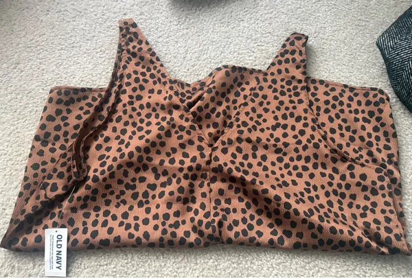 Old Navy V-Neck Satin Sleeveless Top Animal Print - Image 3
