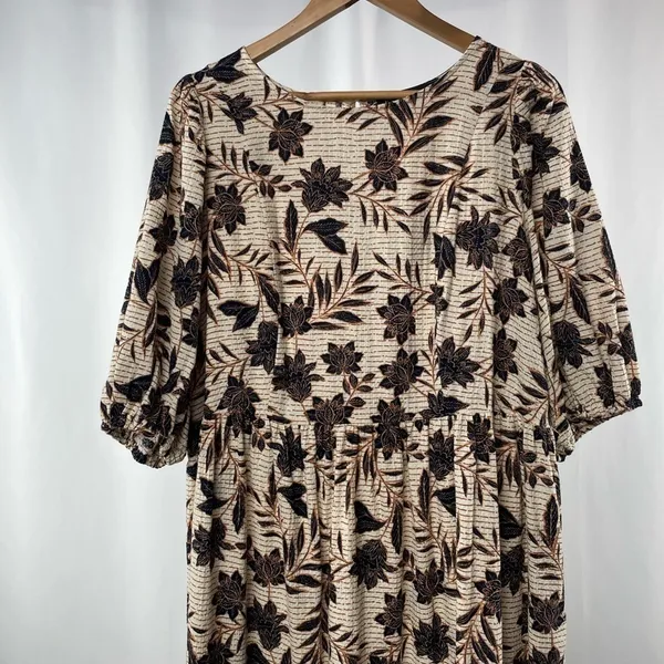 Eloquii Floral Puff Sleeve Midi Dress‎ in Cream Size 16 - Image 6