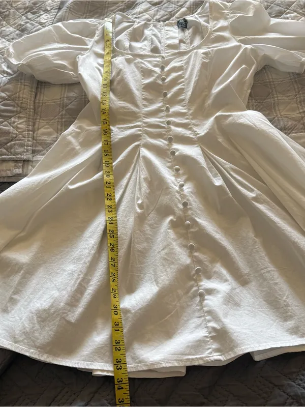 Scoop Women’s Button Front Mini Dress with Puff Sleeves Size M White Size M - Image 11