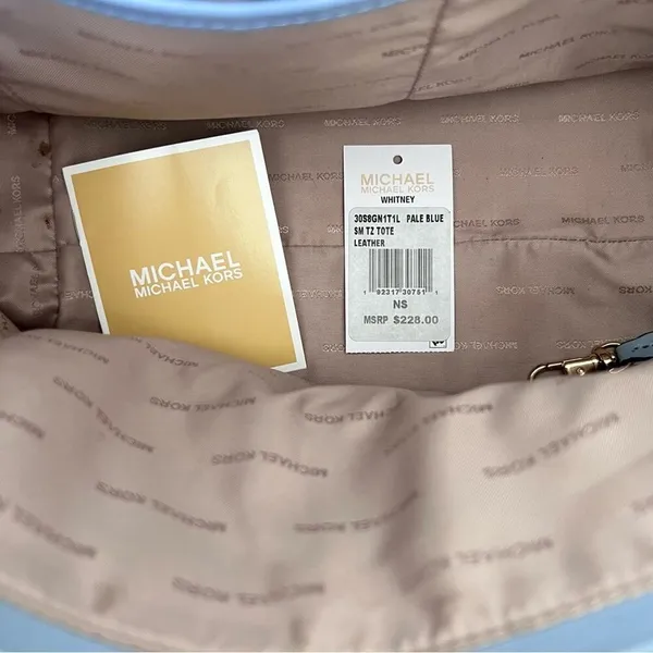 Michael Kors Whitney‎ Pebbled Leather Tote Pale Blue - Image 7