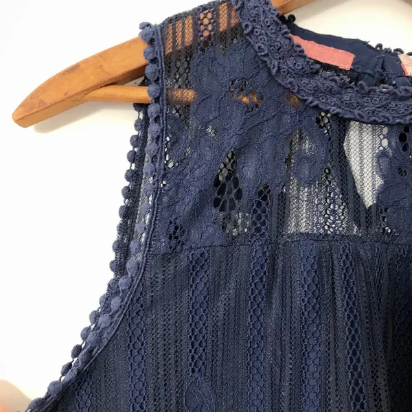 Altar’d State Blue & Black Lace Sleeveless Blouse - Image 5