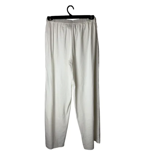 INC International Concepts Wide Leg Pants Women Medium White Linen Blend Preppy - Image 3