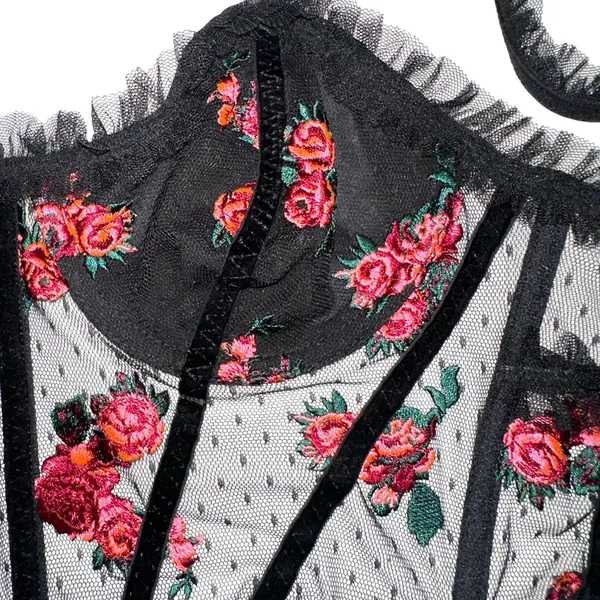 For Love & Lemons Rosebud Black Bustier Corset Top XS - Image 7