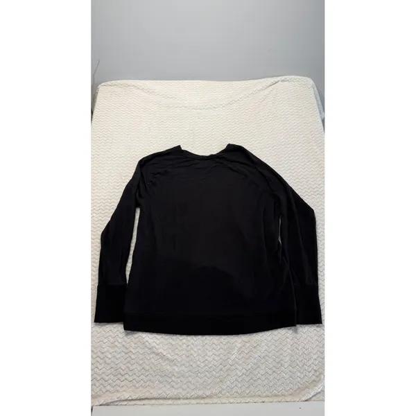 Athleta Womens Black Tulip Hem Raglan Sleeve Modal Sweatshirt Large L 4602 - Image 2