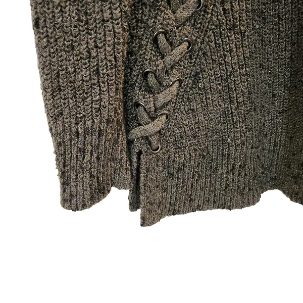 American Eagle Outfitters Dark Green Gray Knit Open Front Cardigan Sweater Small - Image 7