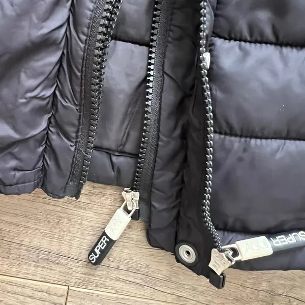 Superdry‎ Original Fuji Black Puffer Jacket Womans Size US 6 Double Zipper - Image 6
