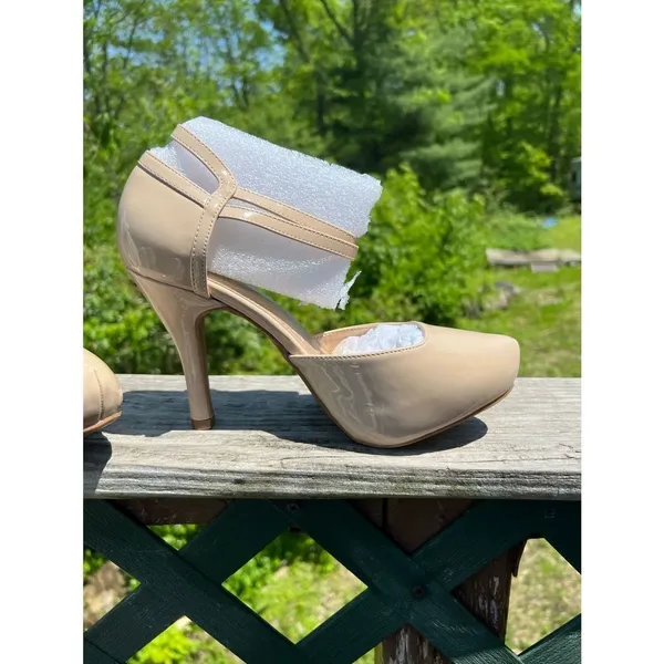 Dream Paris Office-02 Mary Jane Double Ankle Strap Heels Sz 9.5 Nude/Pat NIB - Image 2