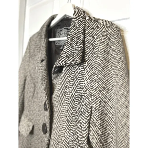 Last Kiss Herringbone Pea Coat‎ XL Wool Blend Mid Length - Image 3