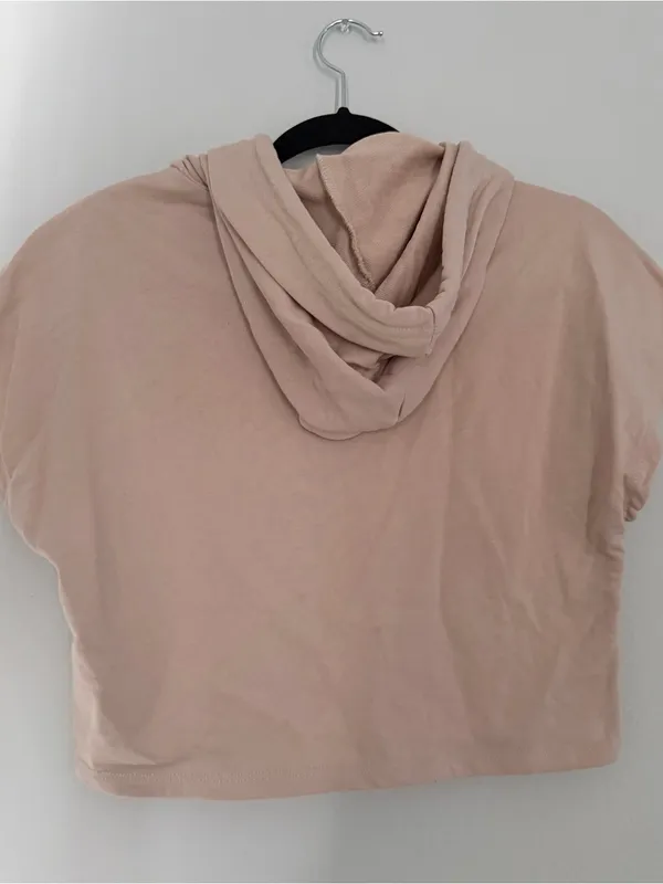 12th Tribe Cropped Boxy Hoodie in Tan - Image 2