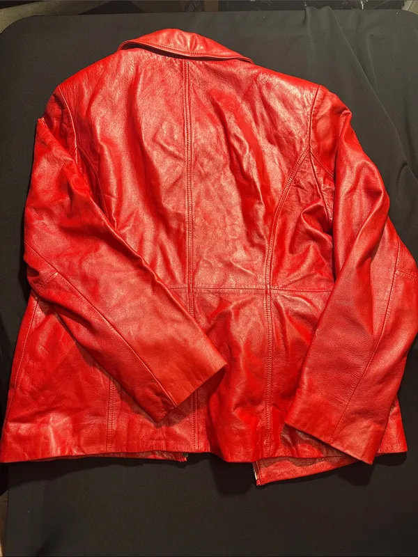 Studio Works Red Leather Zip Jacket - Image 4