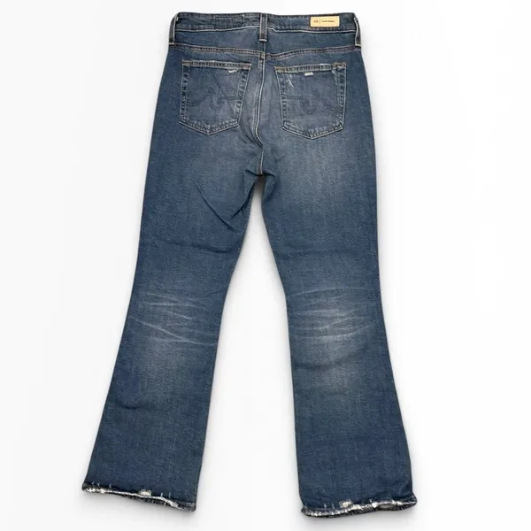 AG‎ Adriano Goldschmied Farrah Boot Crop High Rise Distressed Fray Jeans Size 27 - Image 2
