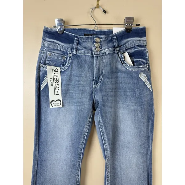 NWT SKY Flare Jeans Women Size 13 Super Soft Angel Wings Red Heart Rhinestone - Image 3