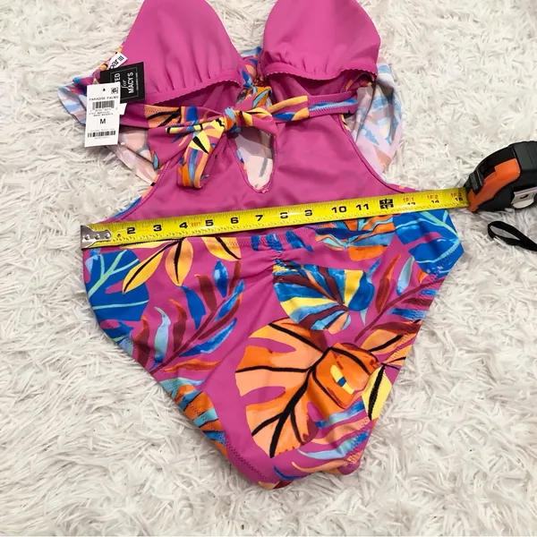Macy’s Bar III Paradise In The Palms Cowl Neck One-Piece Swimsuit Pink‎ Medium - Image 10