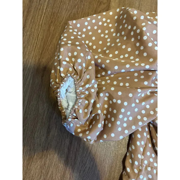 Brown Polka Dot Puff Sleeve Sweetheart Romper Womens Sz 8 cottagecore boho‎ - Image 4