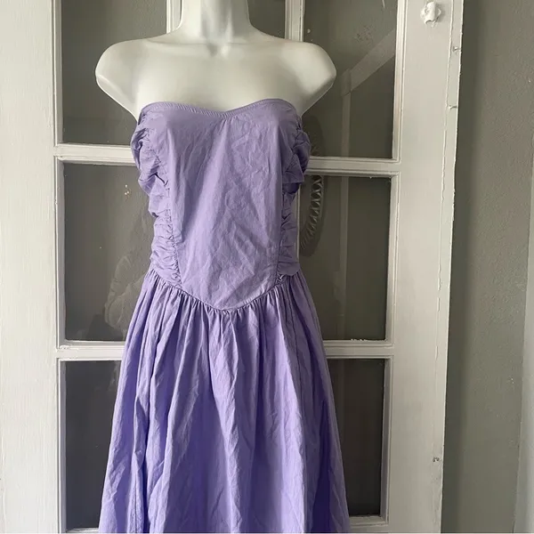 Free People Cohen Poplin Strapless Lavender Dress - Image 4