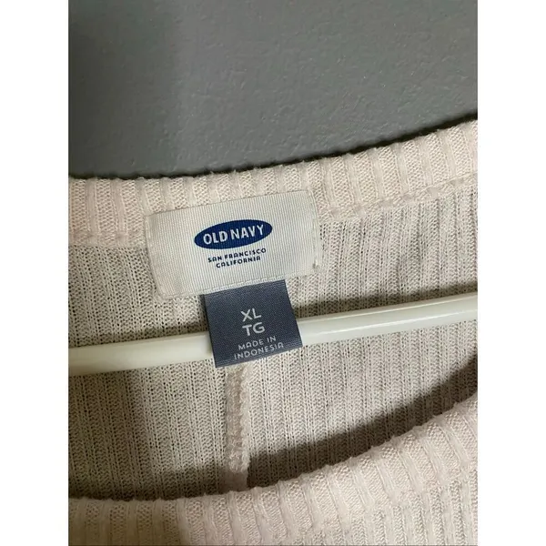 Old Navy White Pink Waffle Knit Scoop Neck Top Size XL - Image 4