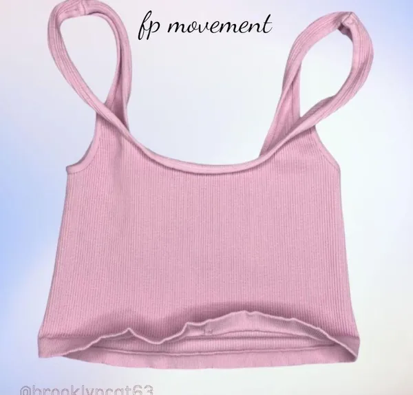 Free People HAPPINESS RUNS SQUARE NECK CROP TOP TANK PINK M L - Image 2