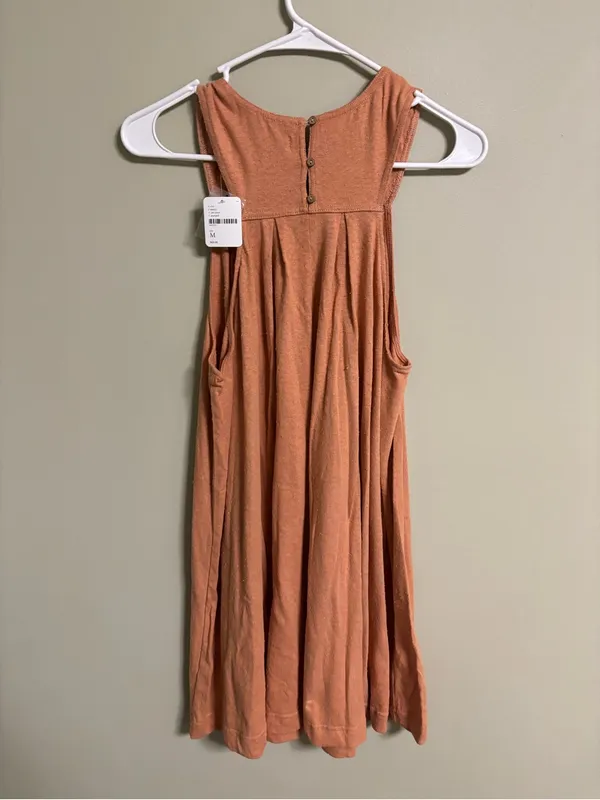 Free People Beat The Heart Tunic Dress Size Medium Peach Orange New 100% Cotton - Image 3