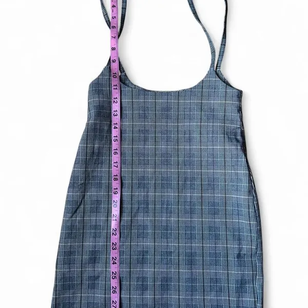 Plaid Mini Dress Gray Black Spaghetti Strap Y2K Twee Prep School Office Siren - Image 7