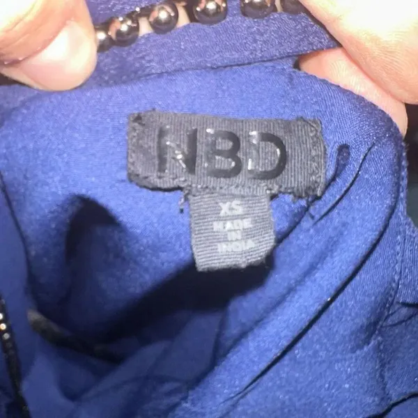 NBD navy Lourdes beaded open back halter mini dress - Image 5