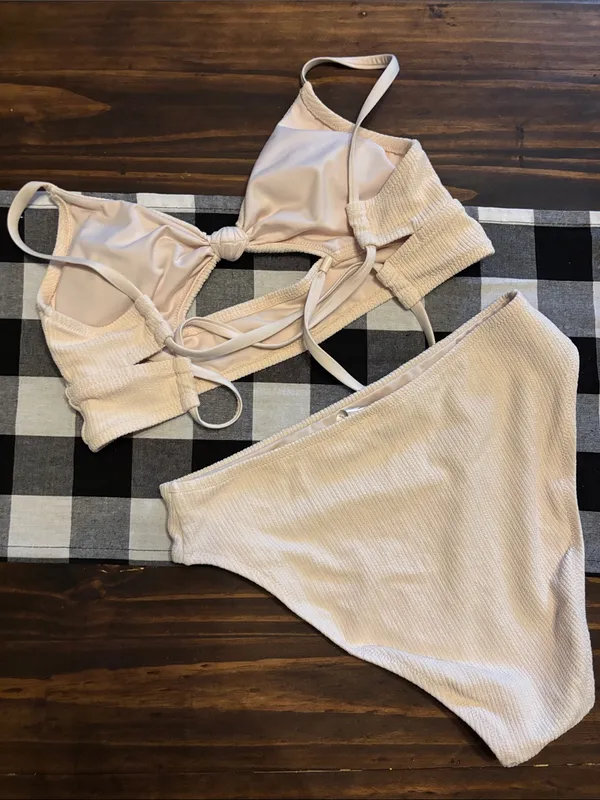 Sanctuary cream ribbed medium bikini set high waist READ - Image 5
