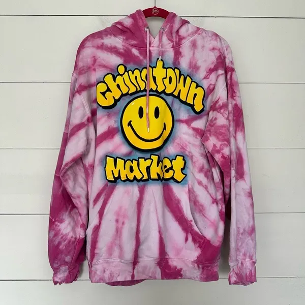 Chinatown Market Women’s Medium Pink Tie Dye Hoodie Sweatshirt - Image 2