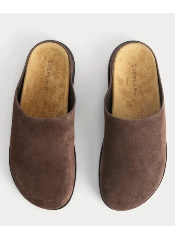 EVERLANE Suede Leather Brown Slip On Mules Clogs - Image 4