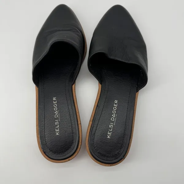 Kelsi Dagger Brooklyn Leather Low Mules 7.5 Black Pointed Toe Witch Slip On‎ - Image 4