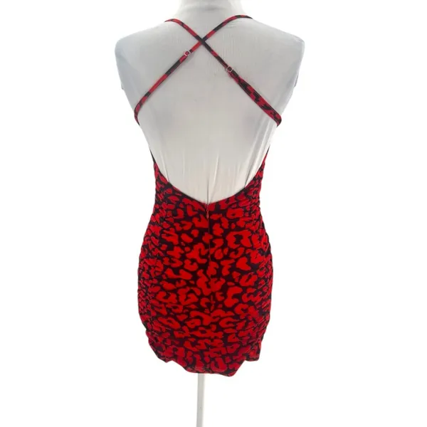 MICHAEL COSTELLO x REVOLVE Afton Mini‎ Dress in Red & Black Leopard Sz XS - Image 3