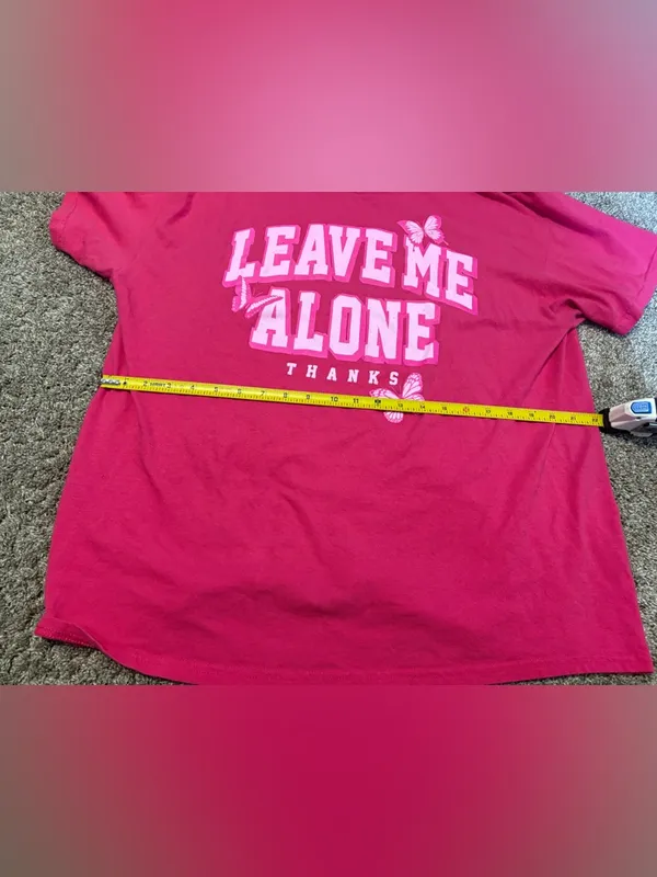 (Gildan) Pink Leave Me Alone Butterfly Tee: Size XL - Image 5