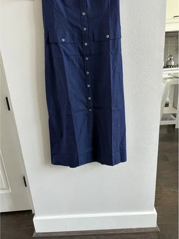 J Crew Shirt Dress Blue Navy Maxi Size 2 NEW - Image 2
