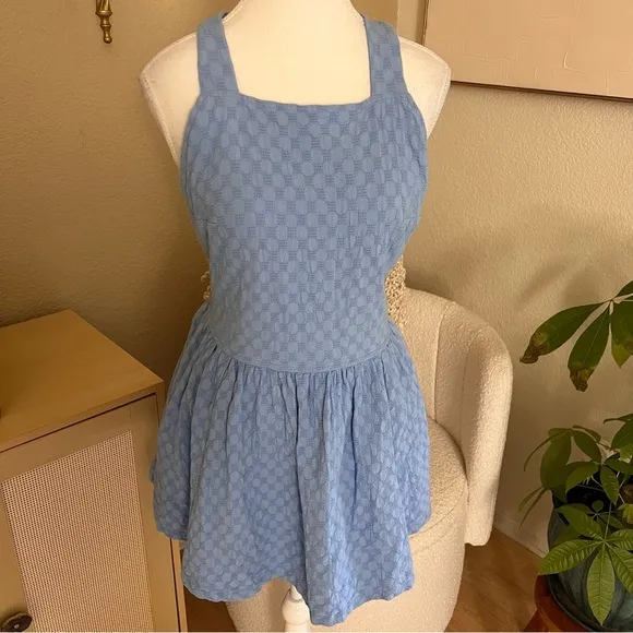 FREE PEOPLE Blue Free-Est Va Va Volume Mini Dress Feminine Open‎ Back - Image 4