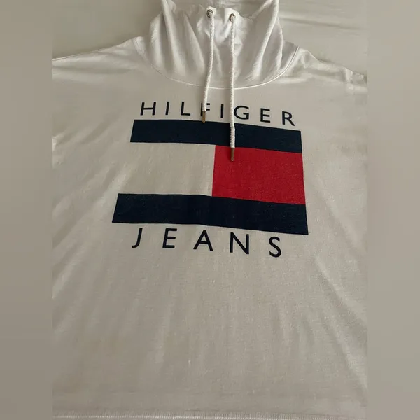 Vtg Tommy Hilifiger Jeans Big Logo long sleeve cowl neck tee Tommy Hilfiger - Image 3
