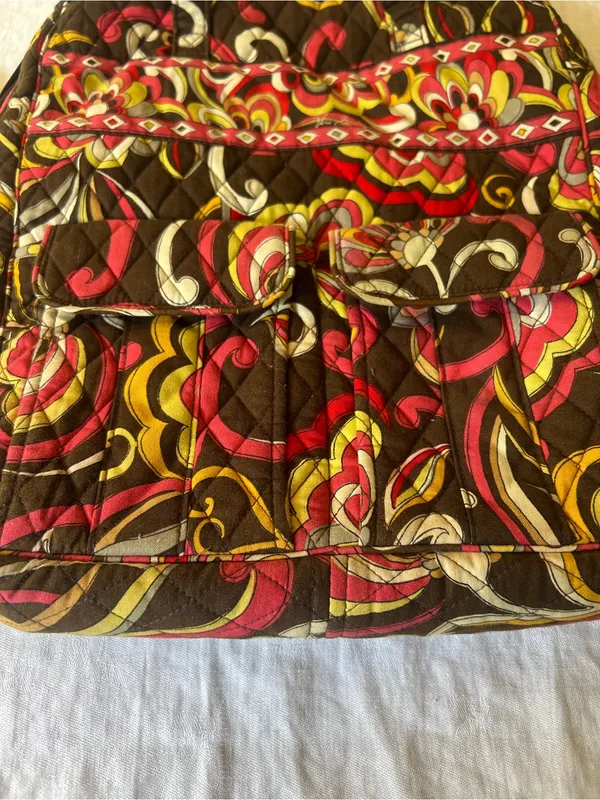 Vera Bradley Brown, Pink & Yellow Quilted Floral Tote - Image 2