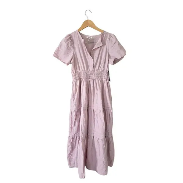 Stitchdrop Cotton Maxi‎ Dress Size Small Pink Elastic Waist Tiered Skirt NEW - Image 2