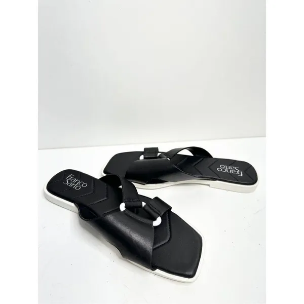 Franco Sarto Sandals Womens Size 9.5 Leather Black/White Open Toe - Image 9