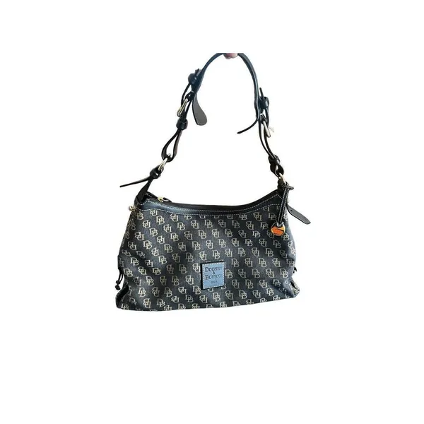 Dooney & Bourke Canvas Leather Hobo Shoulder Bag Vintage Y2K Monogram - Image 4