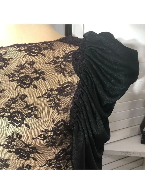Vintage Black Dress Lace backless Puffed Sleeve whimsigoth dark fairy coquette - Image 3