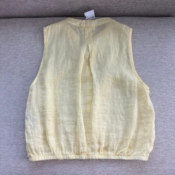 NWT Bella Dahl Linen Top XS Yellow Button Front Coastal Chic Cottage Preppy - Image 2