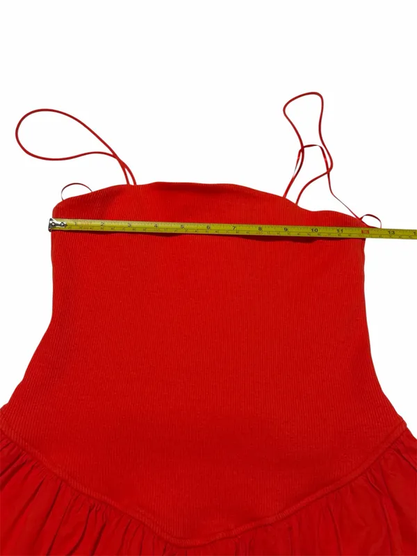 GB Gianni Bini NWT Sz M Red Ribbed Knit Drop Waist Balloon Hem Mini Dress Y2K - Image 9