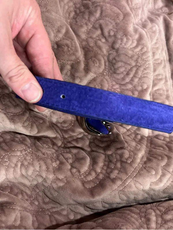 Vintage Purple Suede Belt with Gold-Tone Buckle - Image 3