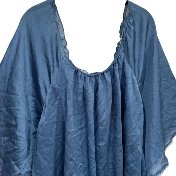 NEW Grass Collection Blue Renaissance Milk Maid Ethereal Fairy Flowy‎ Blouse L - Image 6