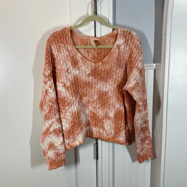 Anthropologie Pilcro Christian V-Neck‎ Sweater size small coral color Oversized - Image 4
