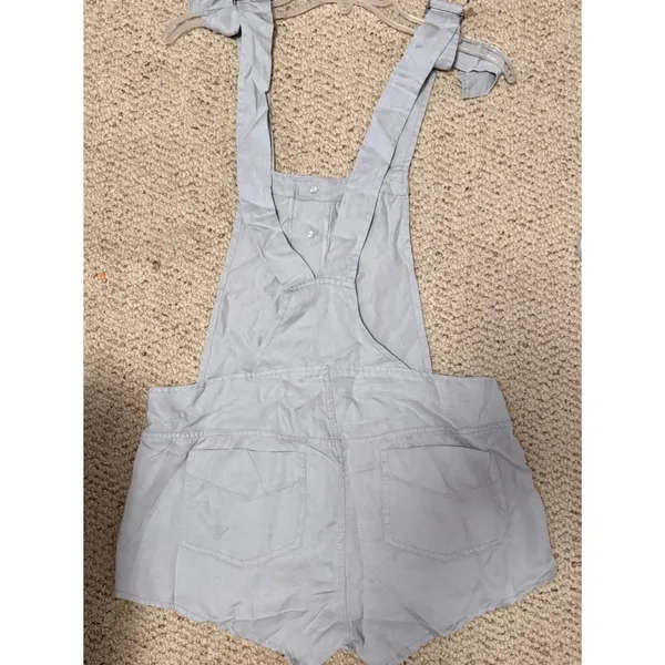 NWT Micro Shortalls Pale Blue Button Front Overall Shorts S Boho Knot Sisters - Image 4