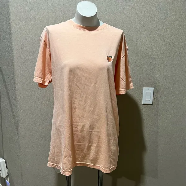 Unif Cookie Collective Unisex Orange Graphic T-Shirt Peach Emoji Short Sleeve Size L - Image 2