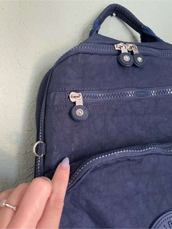 Kipling Tablet City Backpack Blue Elastic Side Pockets - Image 14