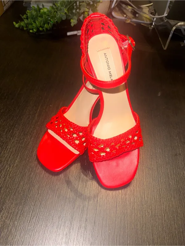 Antonio Melani Sandals Women Leather Coral Size 6.5 Block Heel Ankle Strap - Image 6