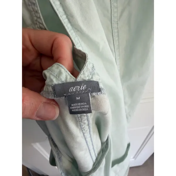 Aerie light Blue Lyocell Romper Adjustable Strap Soft Utility Shortalls M - Image 4