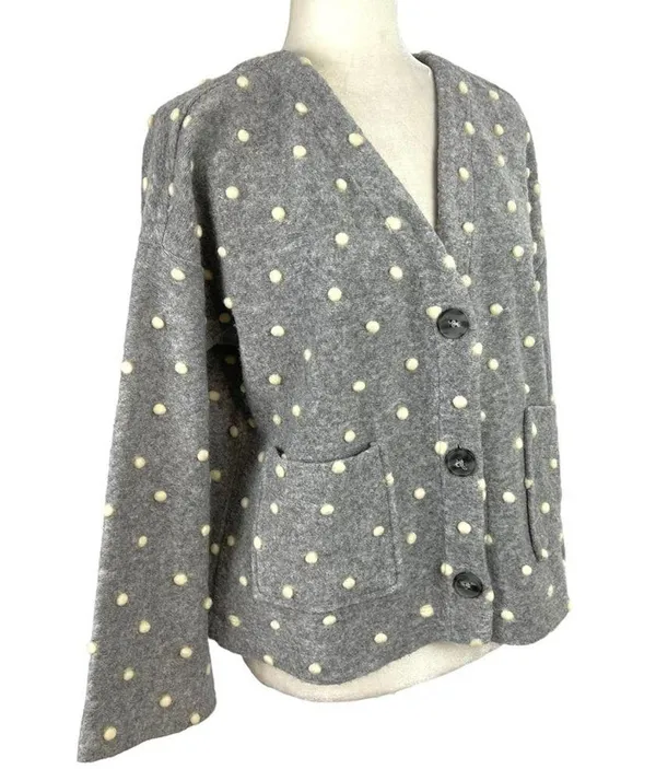 Madewell AG245 Texture & Thread Boxy Bobble Cropped Cardigan Small Polka Pom - Image 9