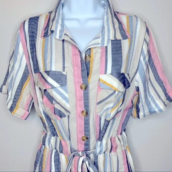 Style Envy Striped Button Down Dress Size M‎ Pink Size M - Image 3